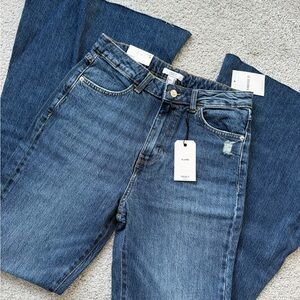 Forever 21 Blue Flare Women's‎ Jeans Embroidered Flowers Y2K Extra Wide Leg NWT